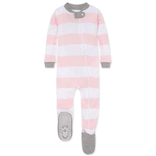 Burt's Bees Baby Baby Girls Sleeper Pajamas, 100% Organic Cotton, One-piece PJs, Diagonal Zip Up Jumpsuit, Snug Fit Footie