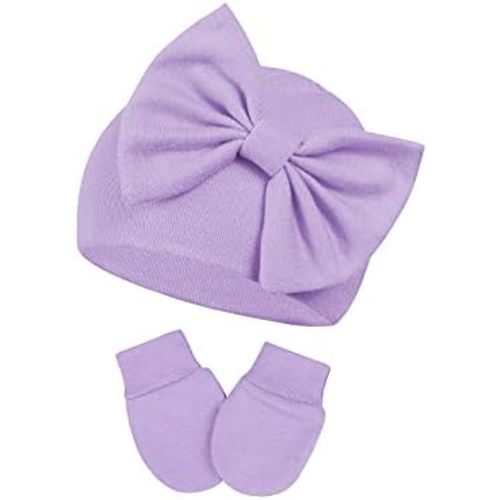 Century Star Newborn Baby Girl Bow Hats Headbands and Baby Mittens Set Infant Beanie Caps for Halloween and Christmas