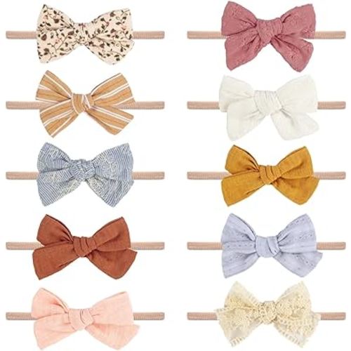 Baby Girl Headbands and Bows, Newborn Infant Toddler Nylon Hairbands Hair Accessories