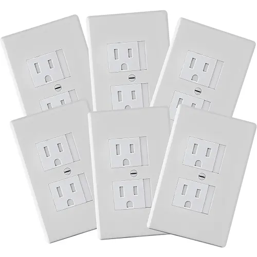 6-Pack Safety Innovations Self-Closing Outlet Covers (For Center Screw Outlets Only) - Measures 3"Wide x 4.75"High-An Alternative To Wall Socket Plugs for Child Proofing Outlets, (1-Screw), (White)