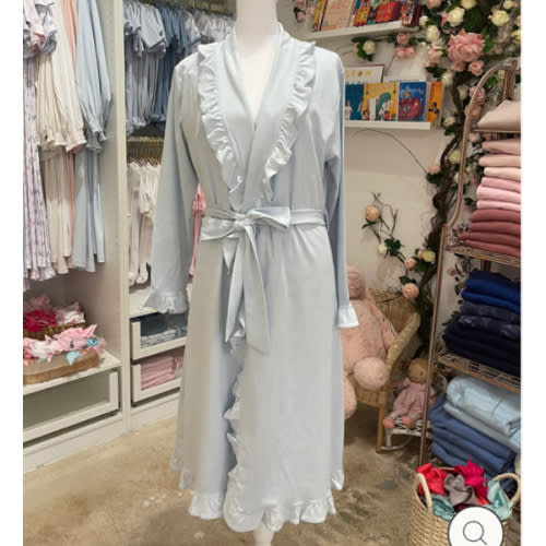 Luxury Baby Blue Women’s Robe With Ruffles – Caprilina
