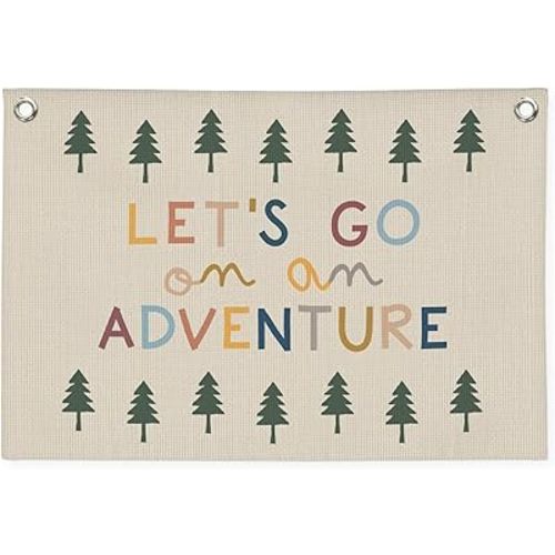 Camping Decor Banner,Lets Go on an Adventure Wall Art