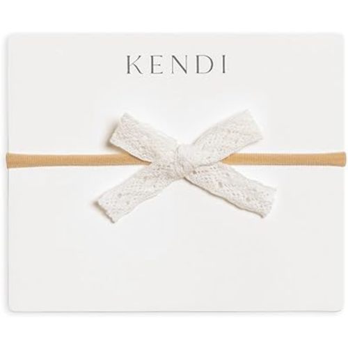 Colored Organics Baby Organic Cotton Schoolgirl Bow Headband - Infant Girls - Coconut Lace