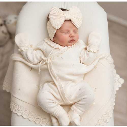 Pink Baby Girl Coming Home Outfit, Organic Cotton Knit Baby Clothes, Newborn Hospital.Gift