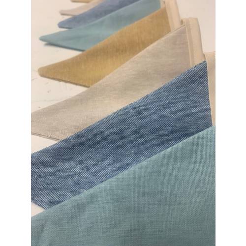 Linen Bunting - Oyster and Blue - Baby Shower - Nursery Decor - Wall Hanging - Baby Room - Fabric Bunting - Garland - Boys Room - Play Room