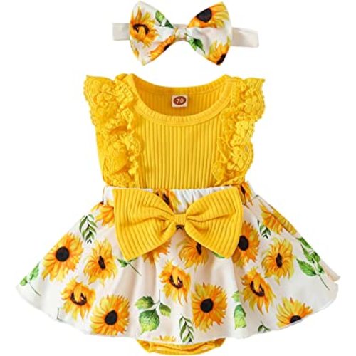 Mubineo Baby Girl Summer Clothes Outfits Sleeveless Lace Floral Romper Dress Newborn Outfit