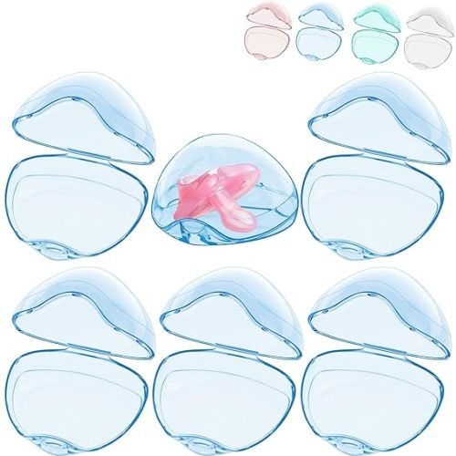 Smlpuame Pacifier Case,6 Pack BPA Free Pacifier Holder Case,Transparent Container Box for Baby Binky(Not Included),Essential Pacifier Accessories,Alway Keep Paci Clean,Easy to Clean(Blue)
