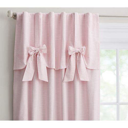 Evelyn Linen Blend Bow Valance Kids Blackout Curtain | Pottery Barn Kids