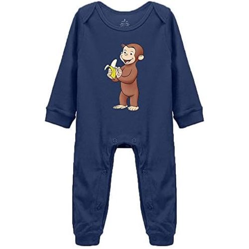 Baby Cotton Rompers Curious Monkey Eat Banana Boy Girl Long Sleeve Jumpsuit