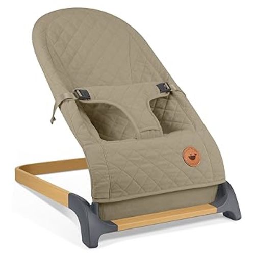 ANGELBLISS Baby Bouncer, Portable Bouncer Seat for Babies, Infants Bouncy Seat with Cotton Fabric, Natural Vibrations (Brown)