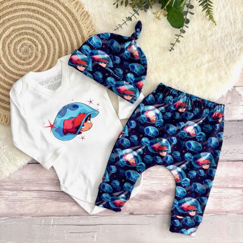 Ponyo Baby Gift Set: Anime Leggings, Bodysuit & Knotted Hat Set
