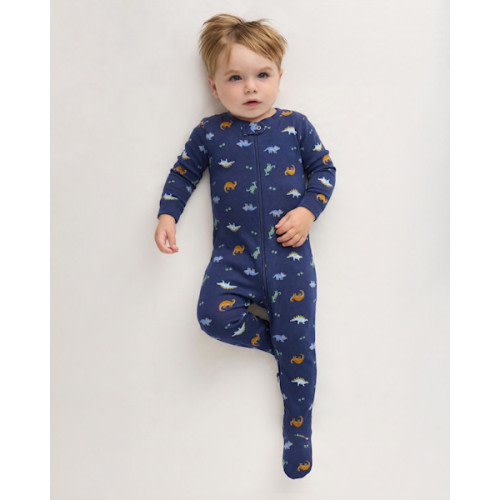 100% Organic Cotton Footie Pajama in Little Dinos - 3-6 months