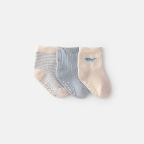 Baby 3-Pack Whale Ankle Socks - Blue/Ivory | Carter’s Oshkosh Canada