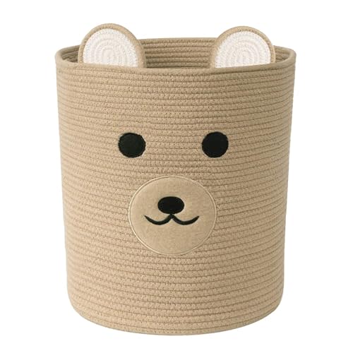 Bear Basket for Nursery, Baby Baskets for Storage, Baby Shower Baskets, Laundry Basket, Storage Hamper for Children Kids Toy Plant Indoor Corner (Light Brown)