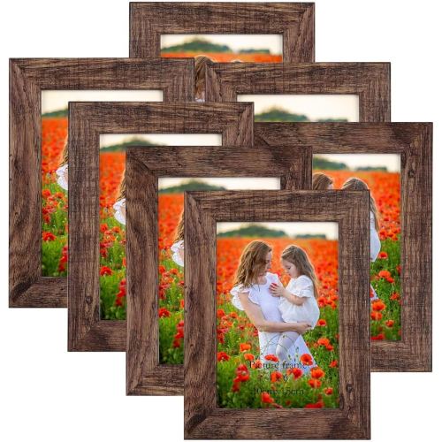 PETAFLOP 4x6 Picture Frame Set of 7, Rustic Frames Display 4 by 6 Inch Photo for Wall or Tabletop