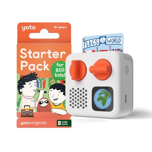 Yoto Mini (2024 Edition) + Starter Pack for Big Kids Bundle – Screen-Free Bluetooth Audio Player, All-in-1 Travel Device for Stories Music Podcasts Radio, Use as Speaker or with Headphones