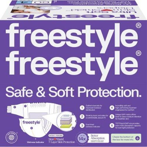 Freestyle Total Chlorine Free 14x Better Absorption Hypoallergenic Baby Diapers