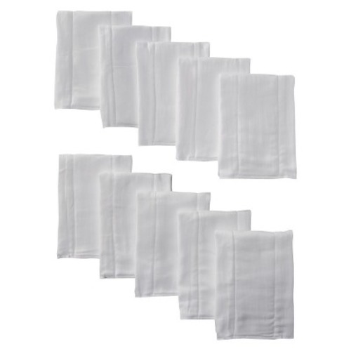 Gerber Newborn 10 Pack Gauze Prefold Diaper - White
