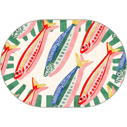 Solea Colourful Coastal Rug- Oval 4x6