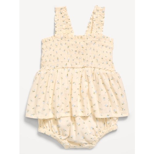 Printed Ruffled Smocked Romper for Baby