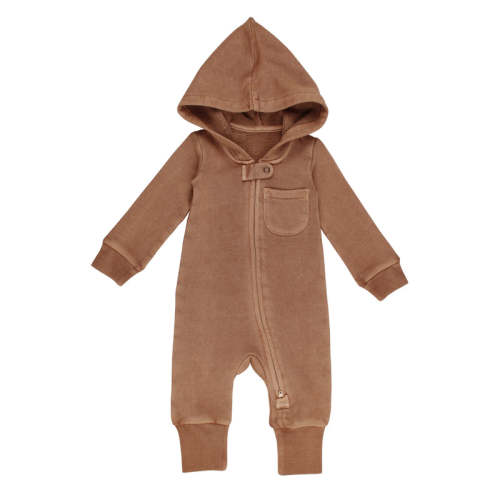 Latte | Organic Cozy Zipper Romper 6-9m