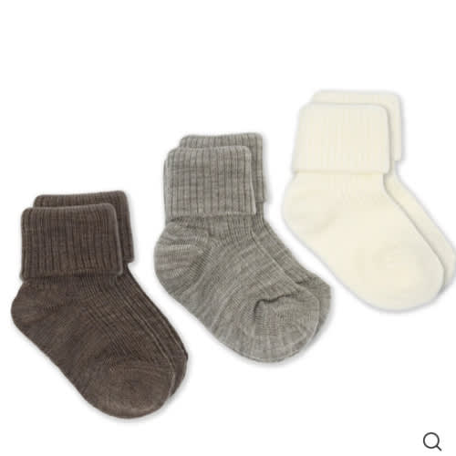Wool Socks, Baby and Toddler, Brown-Gray & White