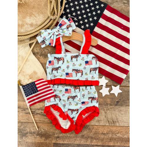 American Cowgirl Red Ruffle: Two-Piece Swimsuit – theFRINGEDpineapple