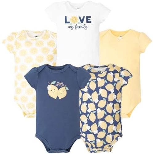 Hudson Baby Infant Girls Cotton Bodysuits 5-Pack