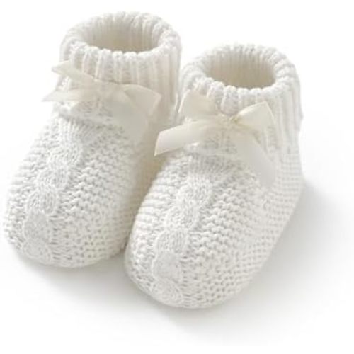 DovFanny Baby Booties Newborn 100% Cotton Cozy Knit First Shoes for Infant Toddler Boys and Girls