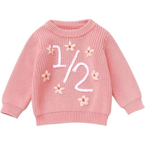 AWIBMK Toddler Girls Boys Boho 1st Birthday Outfit Knitted Pullover Sweaters Fall Winter Cake Smash Clothes for Photo Shoot