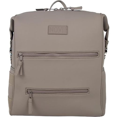 NO.VII Diaper Bag Backpack with Changing Pad, Stroller Straps, Insulated Bottle Pouch, Luggage Sleeve, Neoprene