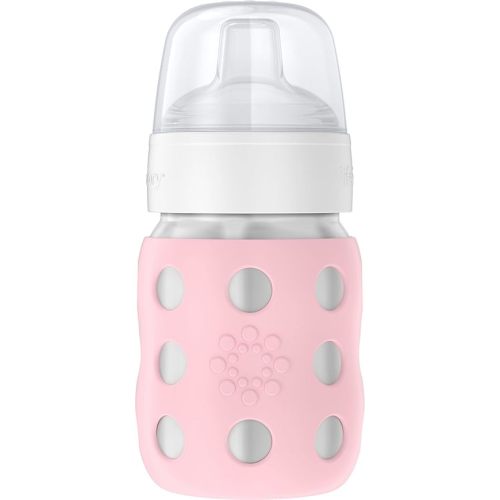 Lifefactory 8-Ounce Stainless-Steel Vacuum-Insulated Wide-Neck Baby Bottle with Sippy Nipple, Desert Rose (LS2251WDR4)