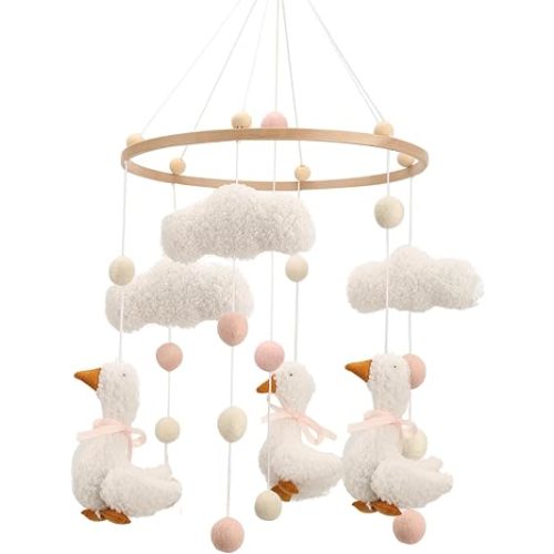 Goose Baby Mobile Duck Nursery Mobile Boucle Clouds Geese Baby Shower