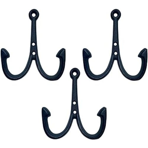 Nautical Anchor Cast Iron Black Fish Wall Hook Coat Beach Towel Key Holder Screws Included (3 PCS)