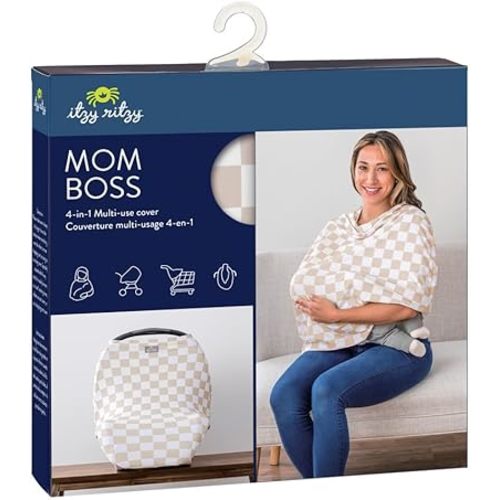 Itzy Ritzy 4-in-1 Nursing Cover, Car Seat Cover, Shopping Cart Cover & Infinity Scarf – Breathable, Multi-Use Nursing Cover Up for Breastfeeding, Carseat Canopy & Stroller Cover (Checkerboard)