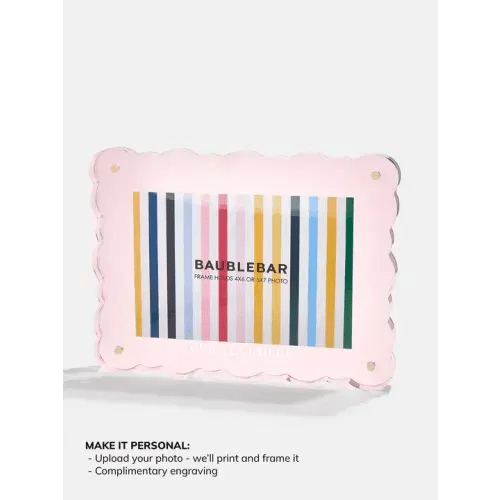 Bauble Bar Picture Perfect Horizontal Acrylic Frame  - Scalloped Shape, Light Pink