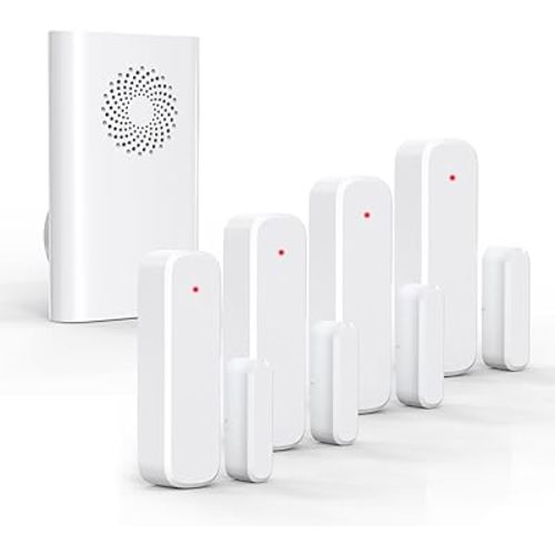 Wireless Door Chime, Door Open Sensor Alarm When Entry Business/Office/Store (500ft Range 51 Ringer Adjustable Volume) Home Alert Bell for Kid/Toddler Safety,1 Receiver +4 Sensors