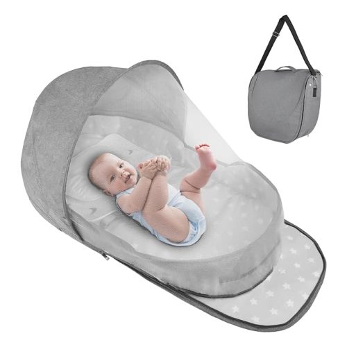 Portable Bassinet for Baby Travel & Home - Lightweight Foldable Bedside Sleeper with Breathable Mesh, Carry Bag & Storage Pocket, Compact Bassinets for Newborn Infant, Safe Cosleeping Design