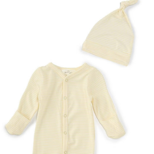 Starting Out Baby Stripe Long Sleeve Ruffle Footed Coverall & Matching Knotted Hat Set | Dillard's