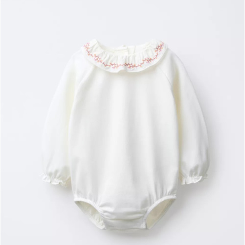 EMBROIDERED COLLAR BODYSUIT - Ecru | ZARA United States