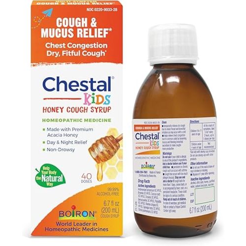 Boiron Chestal Honey Children's Cough Syrup for Nasal and Chest Congestion, Runny Nose, and Sore Throat Relief - 6.7 Fl oz