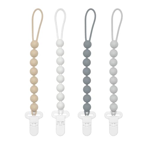 Silicone Pacifier Clip for Baby Boys, Paci Binky Holder 4 Pack | Food Grade Silicone, One Piece Design, Soother Binky Holder, Teething Relief, Baby Shower, Birthday, Christmas, Baby Registry