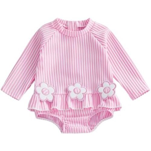 Socutebabe Baby Girl Swimsuit Baby Girls Long Sleeve One Piece Swimsuit Romper Infant Bathing Suit Baby Girl Beach Rash Guard
