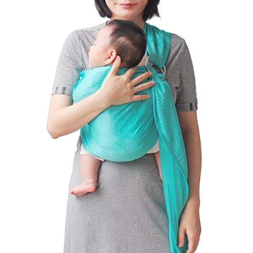 Baby Water Ring Sling Carrier | Mesh Baby Wrap for Newborn Girl, Boy, Infant, Toddlers and Kid | Lightweight Breathable, Perfect for Summer, Swimming, Pool, Beach | Great for Dad, Bluish-Green