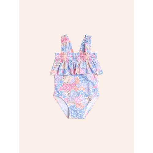 Shirred Swimsuit Floral Bloom
