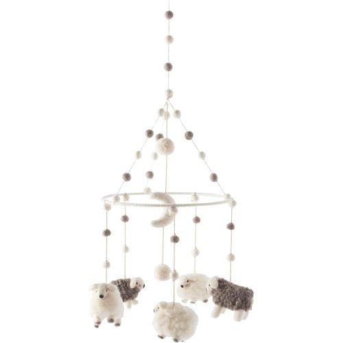 PEHR Classic Wool Felt Baby Mobile, Baa Baa Sheep, 28" x 9", Gift Box