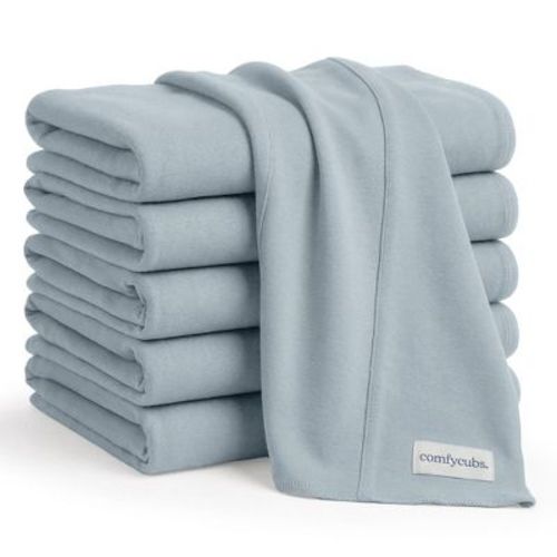 Comfy Cubs Baby Burp Cloths Set Pack of 6 - Large, 6-Layer, Ultra Absorbent Soft 100% Cotton for Infants - Pacific Blue