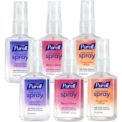 PURELL Hand Sanitizer Spray, Infused with Essential Oils, Scented Variety Pack, 2 fl oz Travel-Size Bottle (Pack of 6) - 2026-04-ECMP