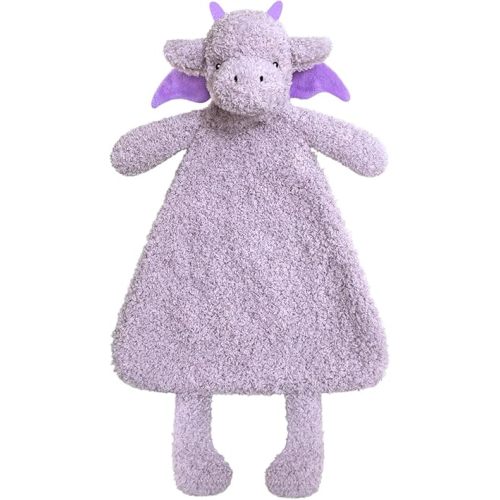 Baby Purple Dragon Soft Stuffed Animal Security Blanket, Plush Dinosaur Character Lovey Blanket, Baby Shower/Nursery Gift, Newborn Infant Toddler Snuggle Blankie for Boys Girls, 16 Inches