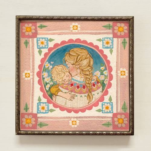 Patchwork Memories | Nursery Decor, Motherhood Wall Art, Nursery Wall Art, Cottagecore Decor, Folk Art Painting, Folk Art